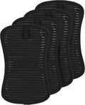 All-Clad Premium Pot Holder & Hot Pad: Heat Resistant to 500 Degrees - 100% Cotton, 10"x6.25" Hot Pad for Kitchen and Barbeque, 4-Pack, Black