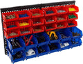 15-Bin Garage Organization Rack - Carbon Steel Rack with Removable Stackable Plastic Garage Storage Bins - Tools Organizer or Small Parts Organizer for Hardware,