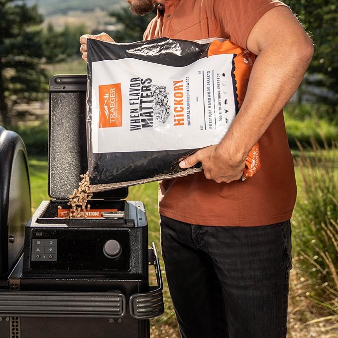 Traeger Grills Hickory 100% All-Natural Wood Pellets for Smokers and Pellet Grills, BBQ, Bake, Roast, 18 lb. Bag (Pack of 3)