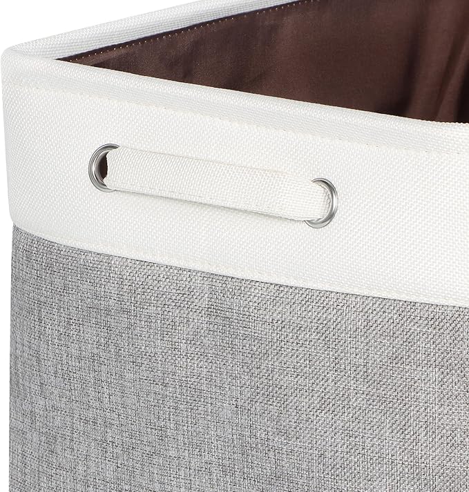 Kntiwiwo Foldable Storage Bin Collapsible Fabric Storage Basket Cube with Durable Handles Closet Organizer Bins for Organizing Shelves Drawers, Set of 3, 17" x 11.8" x 9.8", Grey