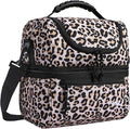 MIER Adult Lunch Box Insulated Lunch Bag Large Cooler Tote Bag for Women, Double Deck Cooler, Leopard (Large)