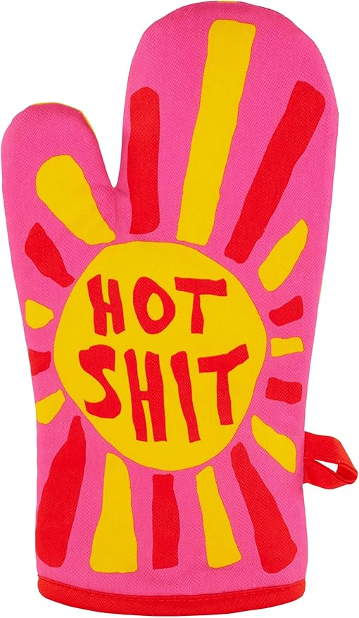 Blue Q Hot Sh*t Funny Oven Mitts - Cute Oven Mitts, Home Kitchen Gifts, Cooking Accessories, Super-Insulated Quilting, Comfy Natural-Fitting Shape, Pot Holders, 100% Cotton, Size 12.5" L x 7.5" W