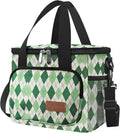 Femuar Lunch Bags for Women/Men, Insulated Lunch Bag for Work Office - Lunch Cooler Bag Leakproof Lunch Box with Adjustable Shoulder Strap - Green plaid