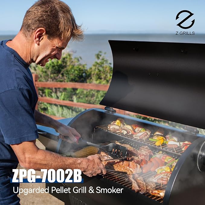 Z GRILLS Pellet Smoker Grill with PID Control, Rain Cover, 700 sq. in Cooking Area for Outdoor BBQ, ZPG-7002B