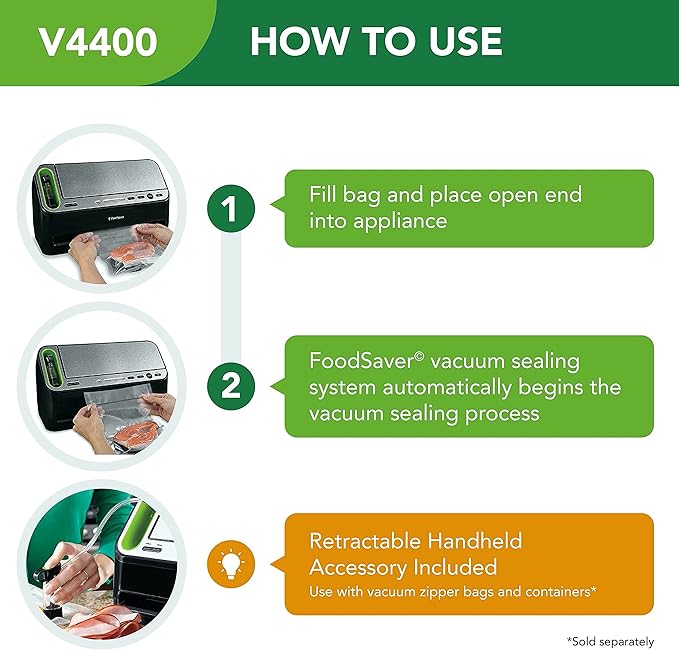 FoodSaver V4400 2-in-1 Vacuum Sealer Machine with Automatic Vacuum Sealer Bag Detection and Starter Kit