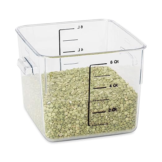 Rubbermaid Commercial Products Space Saving Square Food Storage Container 6 Quart Clear for Kitchen/Sous Vide/Meal Prep