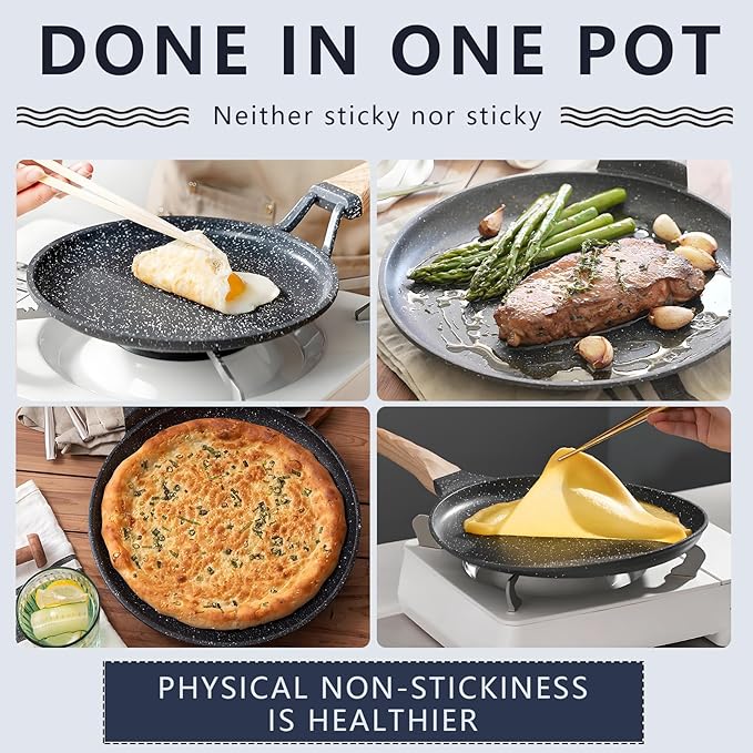 Crepe Pan, 9.5 Inch Griddle Pan, Nonstick Flat Skillet Dosa Tawa Comales Para Tortillas Pancake Pans, Nonstick Crepe Pans for All Stoves (9.5 Inch)