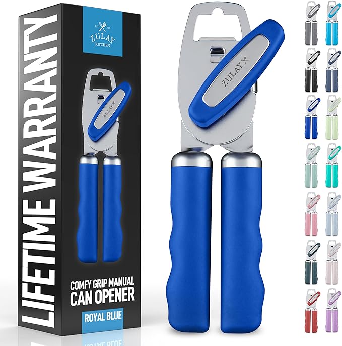 Zulay Kitchen Manual Can Opener with Bottle Opener with Turn Knob