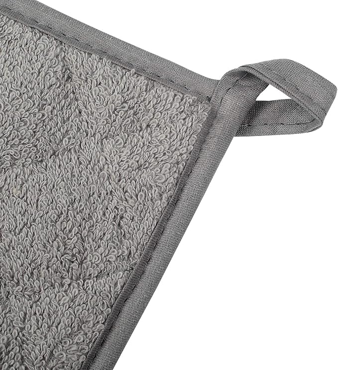 100% Cotton Kitchen Everyday Basic Terry Pot Holder Heat Resistant Coaster Potholder for Cooking and Baking Set of 5 Grey
