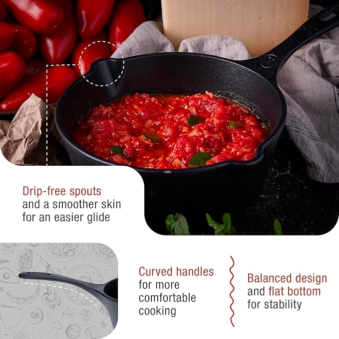 Victoria Cast Iron Saucepan, Cast Iron Melting Pot, Made in Colombia, 2QT