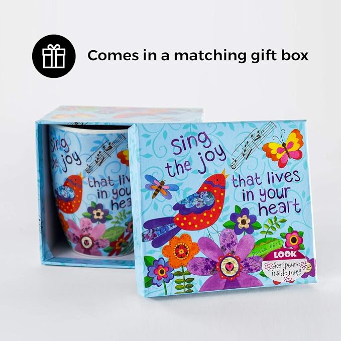 Divinity Boutique Ceramic Boxed Mugs, One Size, Sing Joy Bird (23579)