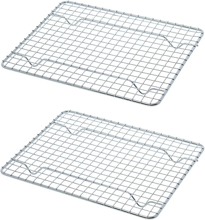 Goson Heavy Duty Stainless Stain Bakeware, Baking, Cooling, Oven Roasting, Broiler Rack, 8in by 10in, Cross Wire, Pack of 2, Compatible with Various Baking Sheets Oven Pans