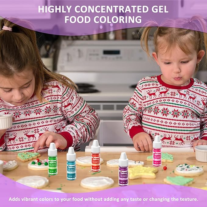 Gel Food Coloring - 15 Colors Flavorless Gel Based Food Color Dye, Vibrant Edible Concentrated Food Coloring for Cake Cookie Decorating, Easter Egg, Icing, Fondant, Christmas Baking, Macaron (6g/Bottle) - Vegan