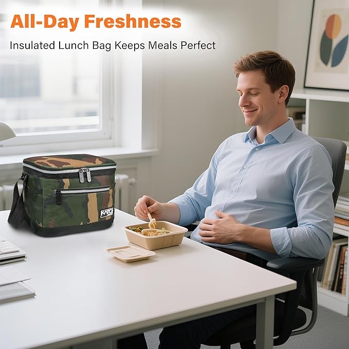 Tirrinia Insulated Lunch Box for Men/Women, Leakproof Lunch Bag for School Work, Large Lunch Tote Kids Boys Girls Back to School, Soft Reusable Cooler Office Picnic Beach Camping with Shoulder Strap