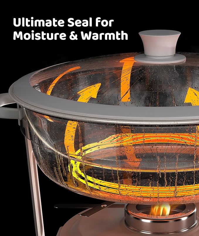 Chafing Dishes for Buffet 2PACK, [Game Changer Maifanite-Coated] Chafing Dish Buffet Set Offer The Elegance of Nature, 5QT Food Warmers for Parties Serve for Wedding, Birthday, Church Events, ETC