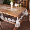 Clear Table Cover Protector Vinyl Table Cloth Rectangle Oil Spill Proof Vintage Rustic Plastic Table Covers for Dining Tables (White Lace, 60 x 84 Inches)