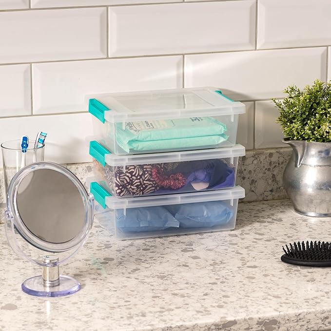 IRIS USA 2 Qt. Plastic Storage Bins Containers with Lids, 6 Pack, Small Sensory Bin, Craft Storage, Craft Organizers & Storage, Organizing Container for Home, Office & Art Supplies, Stackable, Clear