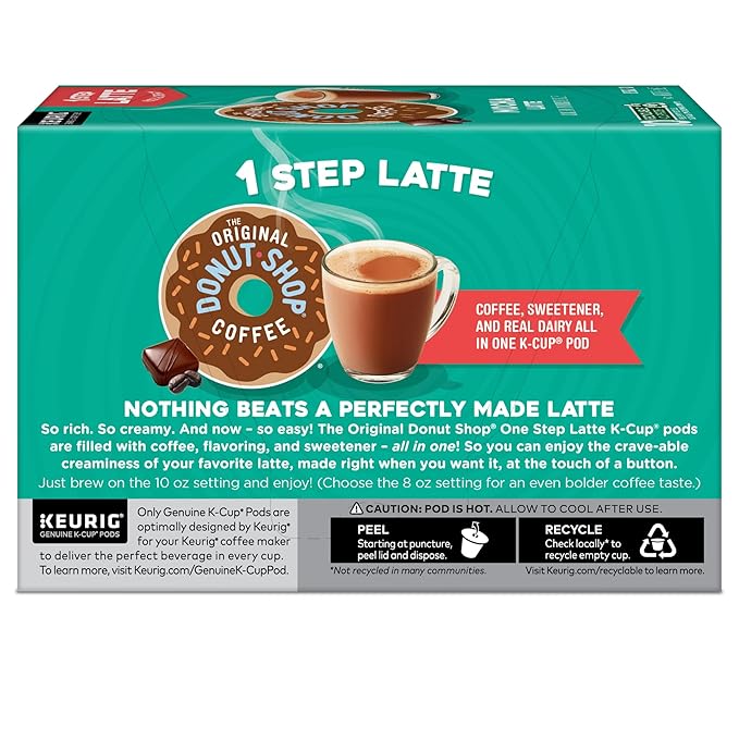 The Original Donut Shop Mocha One-Step Latte, Single Serve Coffee K-Cup Pod, Flavored Coffee, 60 Count (6 Packs of 10)