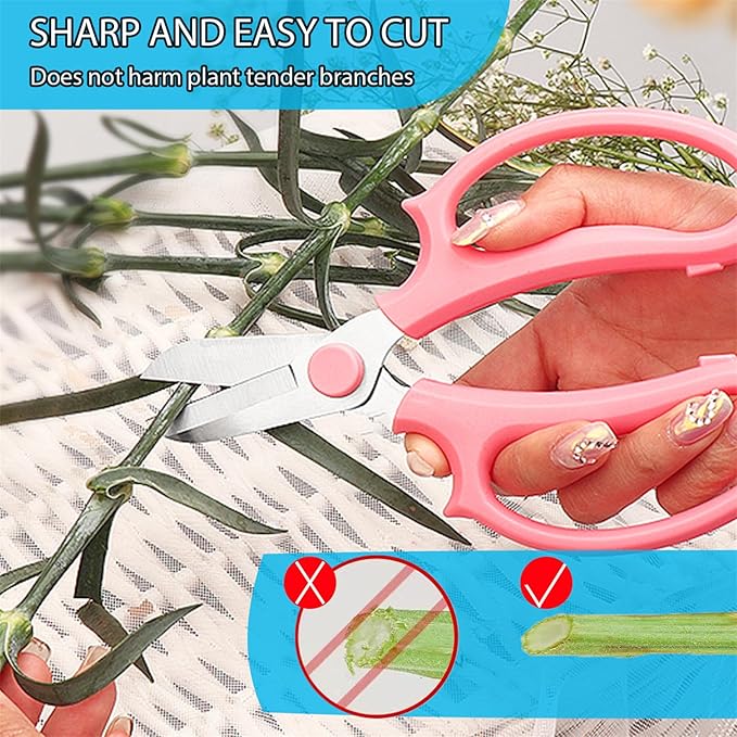 Garden Flower Scissors,3 PCS Stainless Steel Fresh Flower Cutter with Comfortable Grip Handles, Floral Shears for Stems, Rose, Plant, Fruit Picking Trimming