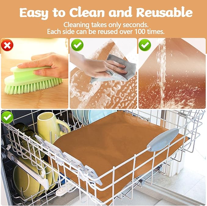 Copper Grill Mats for Ourdoor Grill Set of 6,Heavy Duty Non-Stick BBQ Grill Mats,Reusable & Easy to Clean for Gas,Charcoal & Electric Grills-15.75 x 13 Inch
