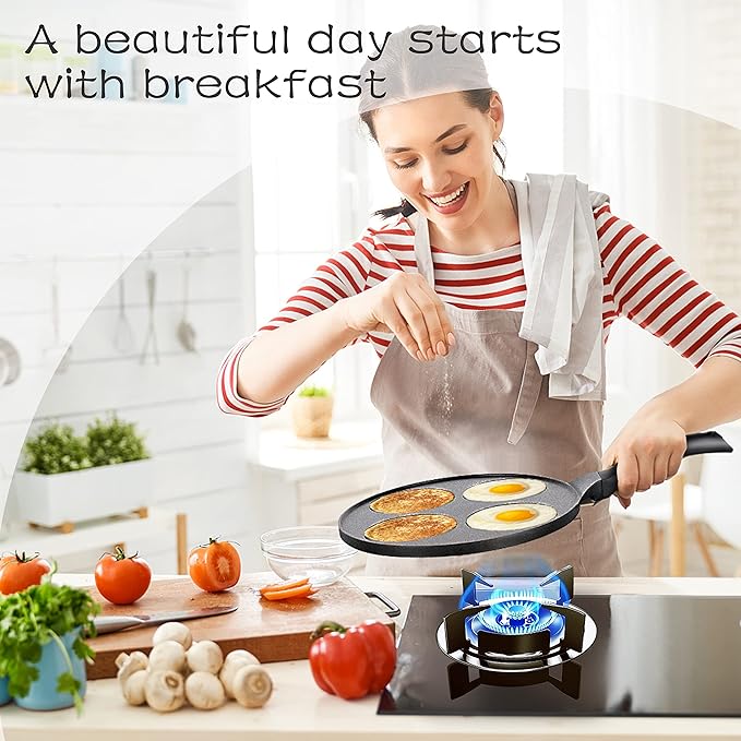 Pancake Pan 4 Cups Pancake Maker Nonstick Pancake Griddle With PFOA Free Coating 10.5 Inch Mini Pancake Pan