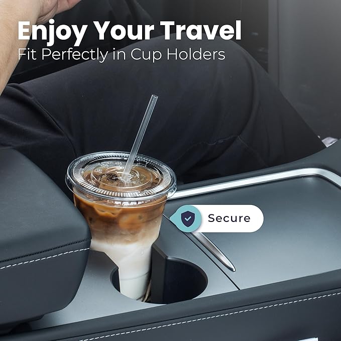 Fit Meal Prep 100 Pack 20 oz Plastic Iced Coffee Cups with Flat Lids and Clear Straws, Disposable Clear Cup, BPA Free Cup for Party, Smoothie, Cold Drinks, Juice, Milkshake, Bubble Boba, Tea