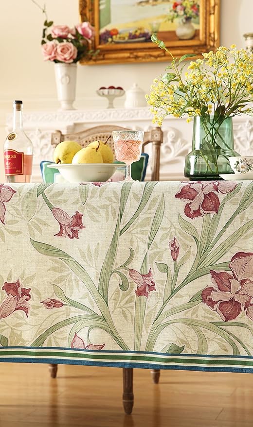 patdrea Designer French Green Tablecloth for Square Table,Elegant Violets Pattern Framhouse Tablecloths,Table Cover Cloth Fall Decor for Kitchen Dining Christmas,Thanksgiving,67"x67"-Tara a