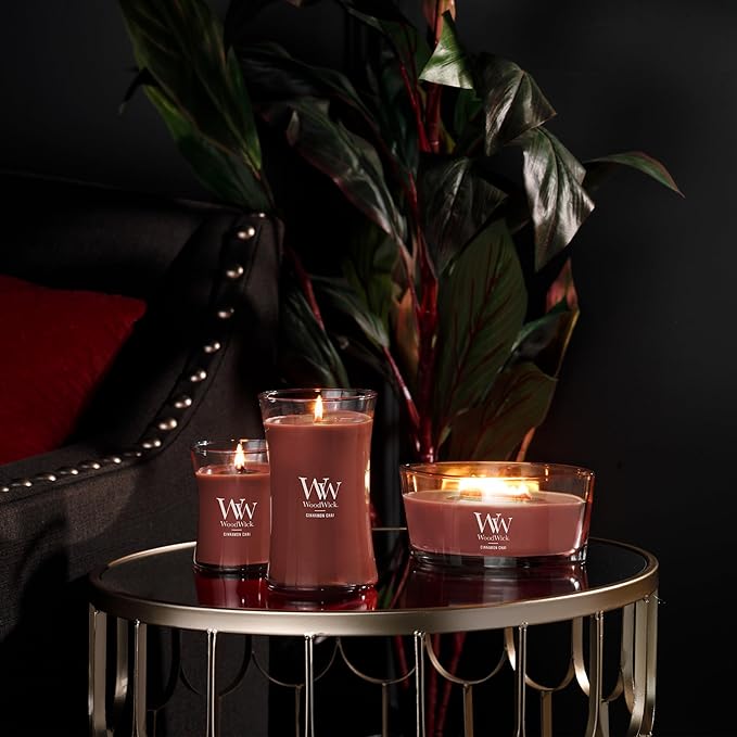 WoodWick Cinnamon Chai Holiday Candle Gifts for Women and Men, 16 oz Ellipse Candle with Crackling Wick