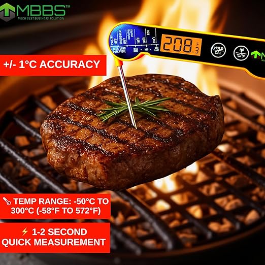 Instant Read Meat Thermometer for Cooking | Waterproof IP66 & Ultra Fast | Digital Food Thermometer for Grill, Kitchen, BBQ Smoker,(∘C/∘F Switchable)