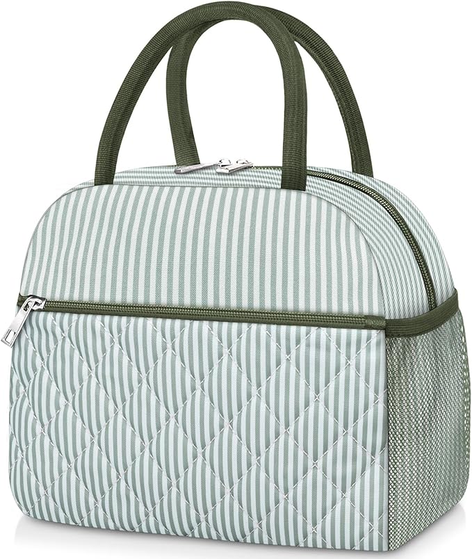 Lunch Bag Lunch Box for Women Adult Men Insulated Quilted Reusable Large Lunch Tote Bag Leakproof Simple Cooler Bag for Work Office Picnic Beach or Travel