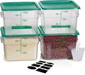 12 Quarts Sous Vide Container: 8 PCS Commercial Food Storage Containers with Lids - Clear Food Container with Scales Handles for Home Restaurant Kitchen Storage Pizza Bread (Green N)