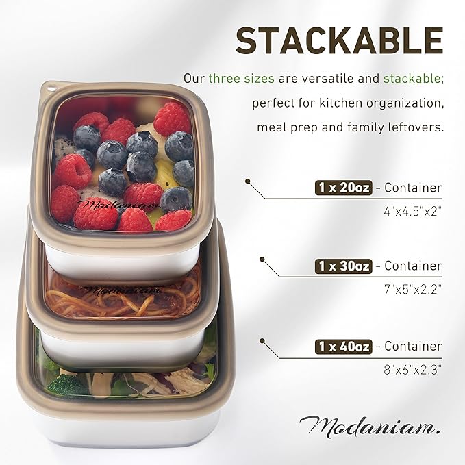 Stainless Steel Lunch Box Adult| Meal Prep| Food Storage| Stainless Steel Lunch Containers with clear Silicone Lids| Leak Proof|20,30, 40 OZ| Bento Box | Metal lunch Box |Lunchbox | Bentobox