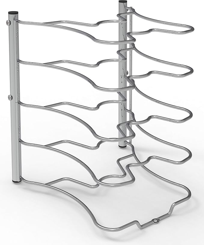 SIMPLE HOUSEWARE Cabinet Pantry Pot and Pan Organizer Holder Rack, Chrome