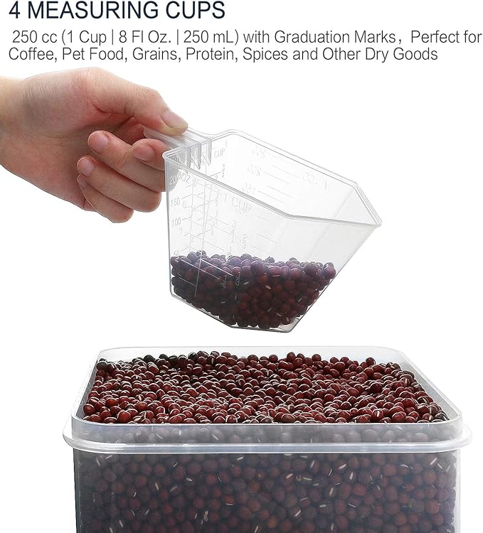 Extra Large 7qt / 6.5L/220oz Tall Food Storage Containers, WIDE & DEEP, 4-Piece Plastic Airtight Kitchen Pantry Storage Containers for Flour, Sugar, with 4 Measuring Cups,20 Labels