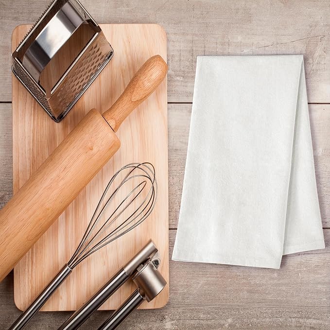 ROYALE LINENS Flour Sack Towels – 12 Pack 28x28 Inch White Kitchen Dish Towels – 100% Cotton Tea Towels for Bread Proofing, Cheese Straining, Baking, Cleaning, Drying, Embroidery, Multipurpose Use