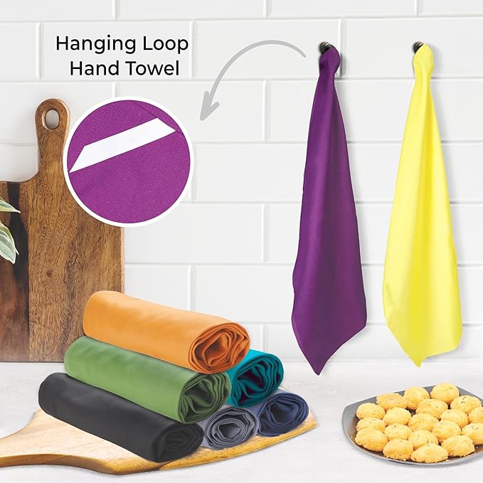 Urban Villa Kitchen Towels Set of 12 Dish Towels for Kitchen 100% Cotton Multi Color Dish Cloths 20''X30'' Large Multi-Purpose Kitchen Hand Towels Highly Absorbent Kitchen Towels with Hanging Loop