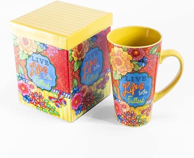 Divinity Boutique Inspirational Stoneware Mug, Live Life, Multicolor