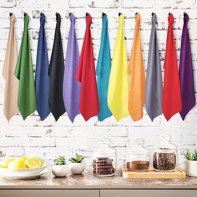 Urban Villa Kitchen Towels Set of 12 Dish Towels for Kitchen 100% Cotton Multi Color Dish Cloths 20''X30'' Large Multi-Purpose Kitchen Hand Towels Highly Absorbent Kitchen Towels with Hanging Loop