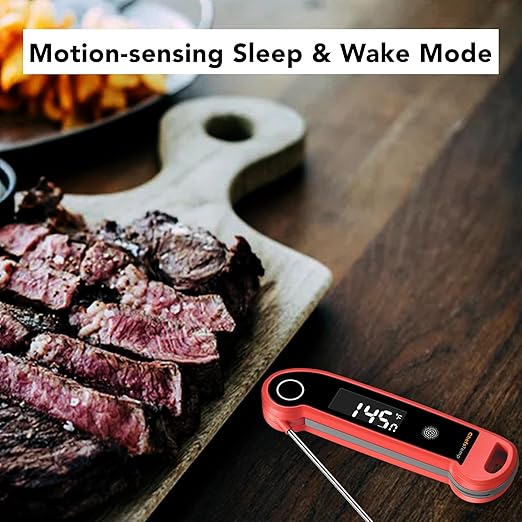 ChefsTemp Digital Instant Read Meat Thermometer with Ambidextrous Backlit for Grilling, Food, BBQ, Kitchen Cooking, Oil Deep Frying & Candy (Red)