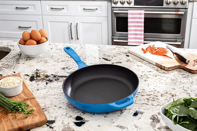 Lodge EC11S33 Enameled Cast Iron Skillet, 11-inch, Caribbean Blue