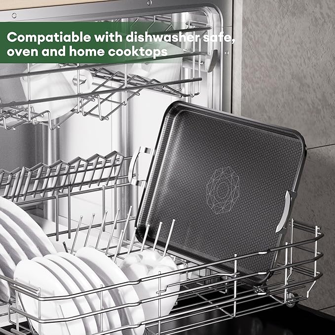 Stainless Steel Double Burner Griddle Pan, Nonstick Flat Top Grill Plate with Stainless Steel Handles, Induction Ready, Compatible with All Cooktops, Dishwasher-Friendly, Oven-Safe, Rectangular