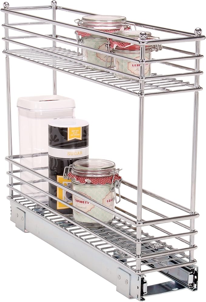 Household Essentials Chrome 2-Tier Sliding Cabinet Organizer, 5"