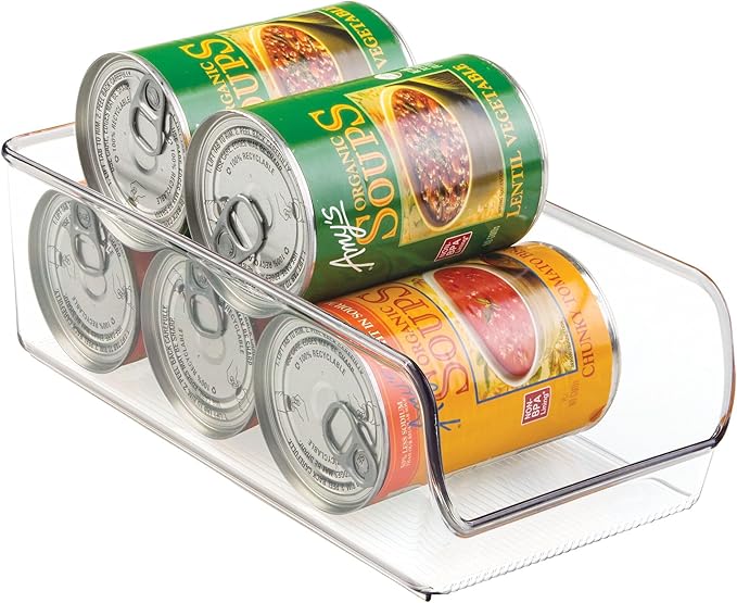 iDesign Linus Plastic Canned Food and Soda Can Organizer with Lid for Refrigerator, Freezer and Pantry, BPA-Free, 5.25" x 11" x 3.5", Clear,0 liters
