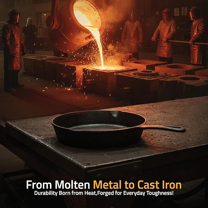 Utopia Kitchen Cast iron Skillets 3 Piece Set, Chefs Pan, Pre Seasoned Cast iron Skillets, 6, 8 & 10 Inches, Easy Use in the Oven, Stove, Grill, or Campfire, Black