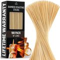 Zulay Kitchen Authentic Bamboo Skewers - 100, 10" Roasting Sticks - 5mm Heavy-Duty Bamboo Skewers - Thick Bbq Sticks - Ideal for Grilling & Camping