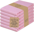 Urban Villa Baby Pink 100% Cotton Highly Absorbent Dish Towels for Kitchen 20X30 Inches(Set of 6) Multi-Purpose Solid Dish Cloths with Hanging Loop for Cleaning Dinnerware Glass Hand Towels