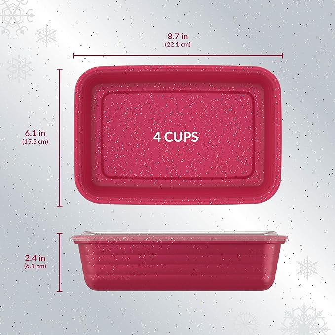 Bentgo Prep 60-Piece Holiday Food Storage Set - 1-Compartment Meal Prep Containers, 4-Cup Capacity, Reusable, Durable, PFAS & BPA-Free, Microwave/Freezer/Dishwasher Safe (Holiday Glitter Collection)