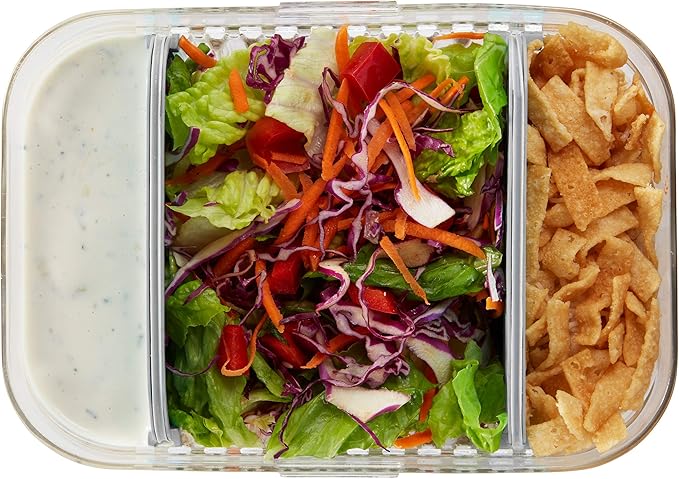 PackIt Mod Lunch Bento Food Storage Container, Steel Gray, Shatterproof Crystal Clear Base, with Leak-resistant Dividers and Lid, Microwavable, Dishwasher Safe, Perfect for Meal Prep