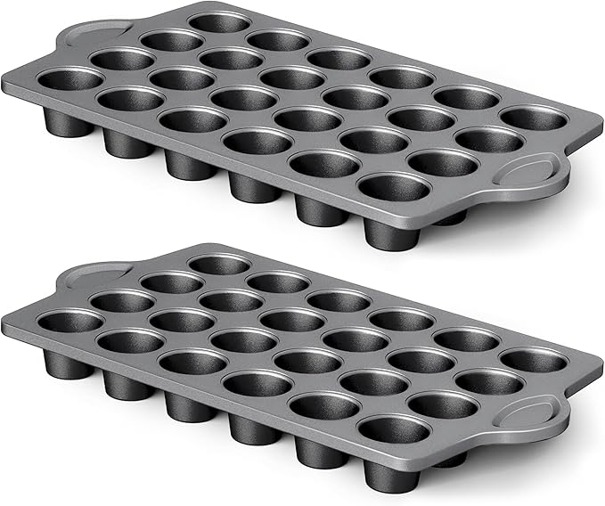 HONGBAKE mini muffin pan nonstick 24, Cupcake Tin for Baking, Commercial Small Cup Cake Tray for Cheesecake, 1.8dia, Heavy-duty, Gray