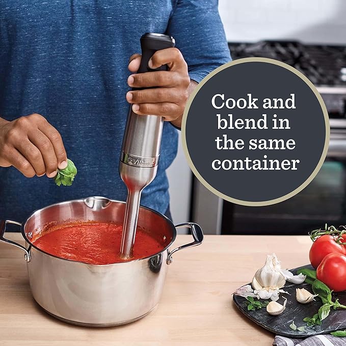 Vitamix 5-Speed Immersion Blender, Professional-Grade Hand Blender with 625-Watt Motor and Stainless-Steel Blade, Stainless Steel/Black